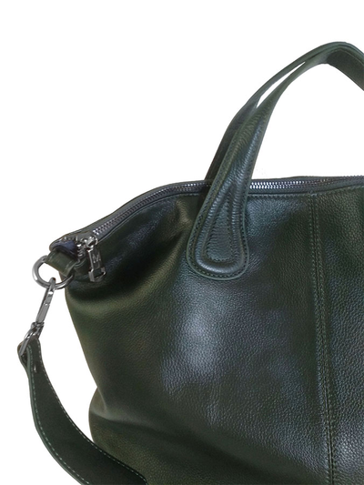 (АРТИКУЛ: 10054/3) СУМКА ЖЕНСКАЯ КОЖАНАЯ БОЛЬШАЯ, НАТУРАЛЬНАЯ КОЖА, ТЕМНО-ЗЕЛЕНАЯ, С ШИРОКИМ ПЛЕЧЕВЫМ РЕМНЕМ