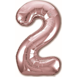 Воздушный шар фольгированный "ЦИФРА 2. Розовое золото. SLIM" 102 см.