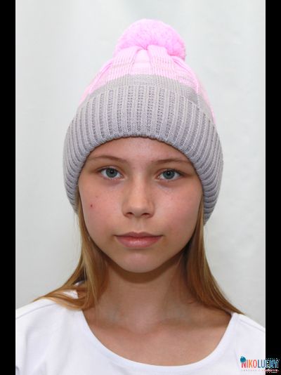 Шапка 18202-30, цвет розовый, серый р. 54