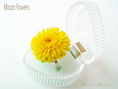 Кольцо "Одуванчик люкс". Цветы из полимерной глины.