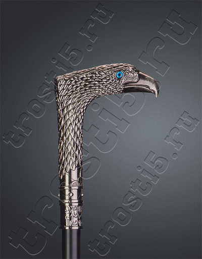 Опорная литая трость с клинком "Вечный ястреб" с головой ястреба на рукояти