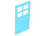 Door 1 x 4 x 6 with 4 Panes and Stud Handle, Medium Azure (60623 / 6212462)