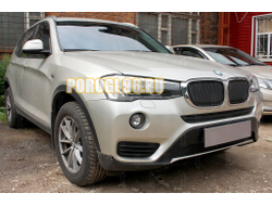 Защита радиатора BMW X3 II (F25) 2014- (3D) black середина PREMIUM