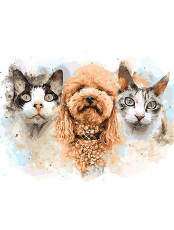 Картина по номерам 40х50 OK 11104 Кошки и собаки