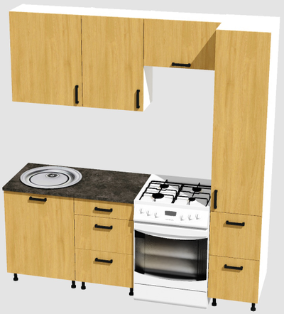 Кухня Эконом 1,5 метра с колонкой (1100х400) Цвет: Дуб Сонома/Дуб Сонома