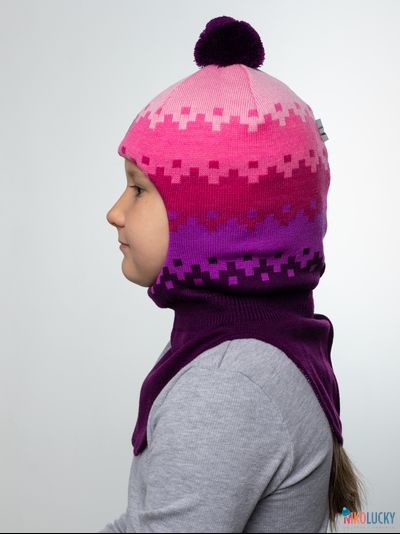 Шапка-шлем  20101-06, цвет сливовый,сиреневый,розовыйр. 48-50