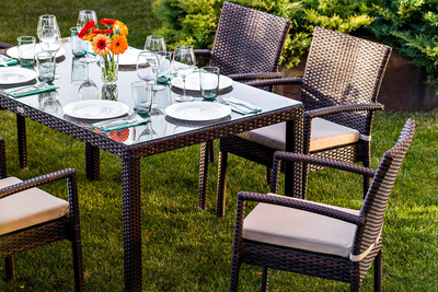 Обеденный комплект  MILANO темно-коричневый на 6 персон