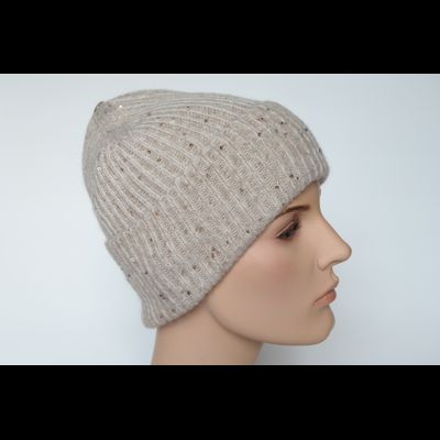 Женская тонкая шапка с отворотом Vizio Италия 6979 CRYO бежевая