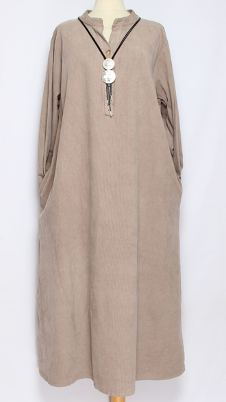 Платье Бохо вельветовое "ПЛАНКА СТОЙКА ПУГОВИЦЫ" плотное хаки, серое, бежевое до р.52