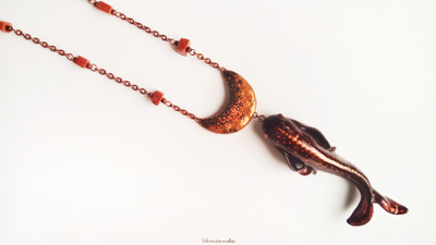 Подвеска с авантюринами и месяцем "Рыбка Лунного Пути"