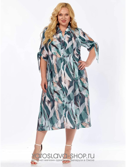Модель :389.Элегантное платье свободного кроя с абстрактным принтом