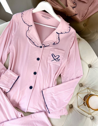 Пижама Виктория Сикрет в рубчик цвет розовый