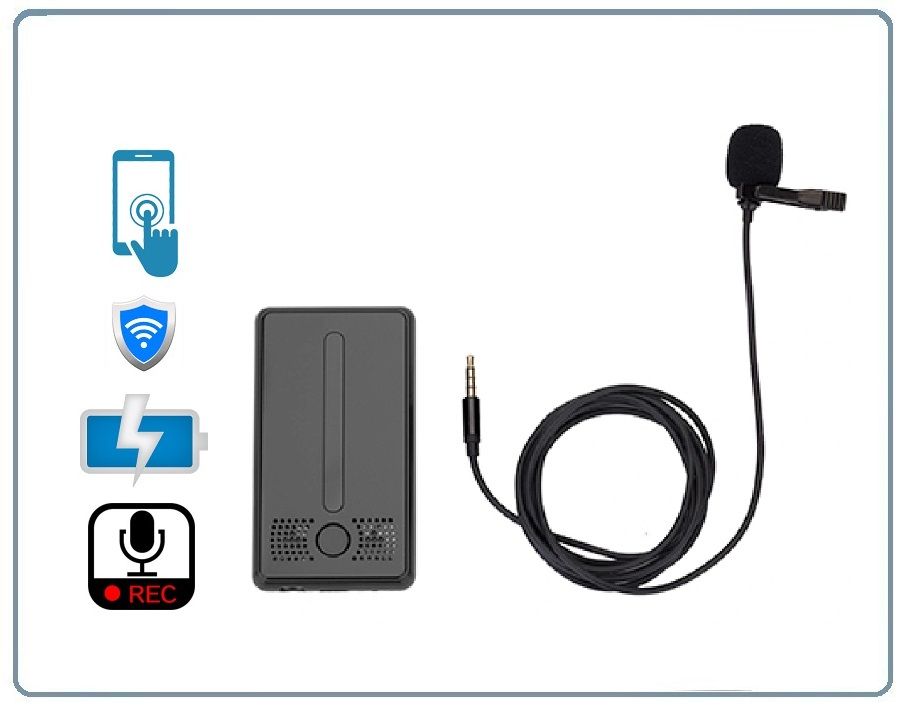 DE/AR2 Wi-Fi аудио диктофон + и с внешним микрофоном, встроенный регистратор, доступ с мобильного (C