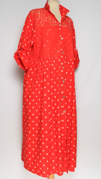 Платье - рубашка "КРУЖЕВО"  красное до р.52