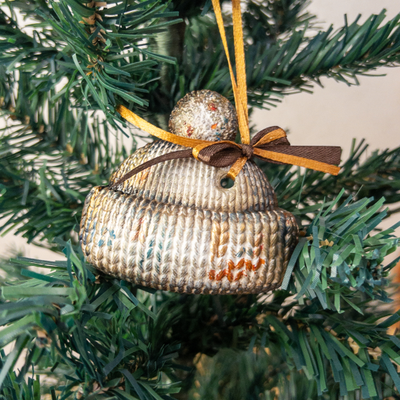 Елочная игрушка из гипса  "Шапочка"