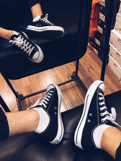 Кеды Converse All Star черные на ногах