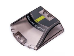 Windscreen 6 x 6 x 1 1/3 Straight Sides with Black Window Frame Outline, Dark Bluish Gray Roof and Lime Stripe, ASTON MARTIN RACING Pattern, Trans-Brown (Old Trans-Black) (65633pb10 / 6376901)