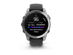 Умные часы Garmin Fenix E - 47 мм, AMOLED серебристый стальной безель, черный силиконовый ремешок (010-03025-00)