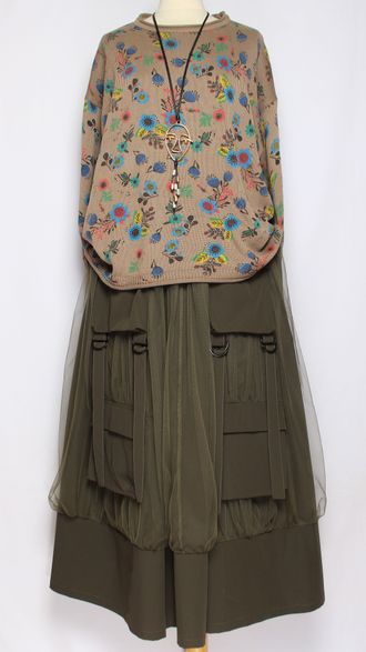 ДЖЕМПЕР ХЛОПОК "КОЛОКОЛЬЧИКИ РОМАШКИ" бежевый до р.54