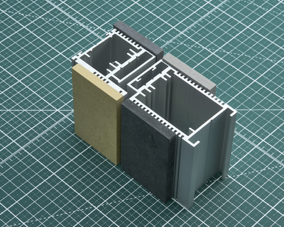 Комплект профиля AP-PHa8 для тяжелых дверей, вид с панелями