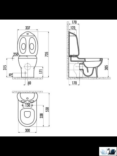 Унитаз Creavit Ducky DC360.001 детский с бачком DC400.000 синим декором