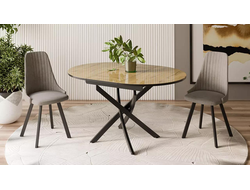 Стол обеденный Diamond тип 3 Черный муар/Бунратти глянец