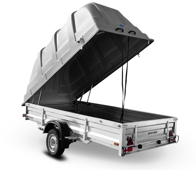 Прицеп «Спутник PRO» (3440x1500x380) пластиковая крышка, оцинкованная рама, с силовым подрамником, LED оптика НОВИНКА!!!