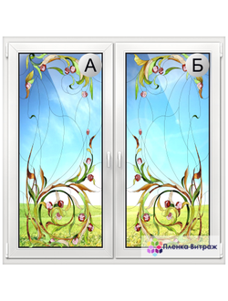 Витражная пленка, витражная пленка самоклеющаяся под заказ,пленочный витраж с цветочным рисунком