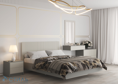 Селена КР-002 Кровать МДФ  Шиншилла серая / Кварц грей софт (без основания)