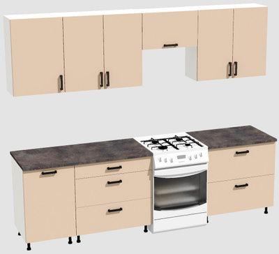 Кухня Эконом 2,1 метра (1300х800) Цвет: Фон бежевый/Фон бежевый