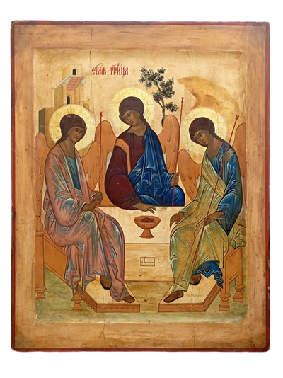 Троица Святая. Рукописная икона.