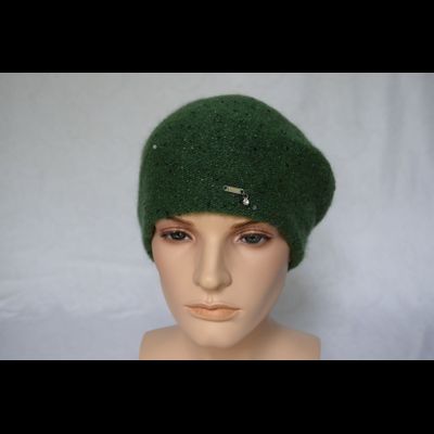Зеленый вязаный женский берет Vizio Италия 6943