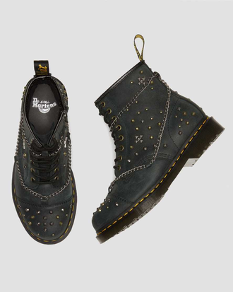 Ботинки Dr. Martens 1460 Studded Chain Leather Lace Up Black Utility