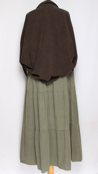 ЮБКА Бохо  "Вельвет ярусы"  бежевая, хаки до р.54