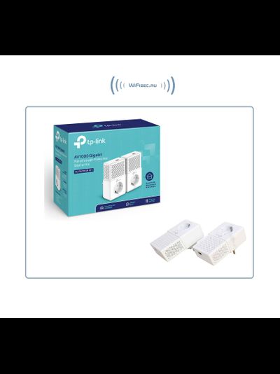 TP-LINK, HomePlug AV2 Сетевой адаптер PowerLine 1000 Мбит/с Ethernet  с розеткой (комплект 2 шт.)