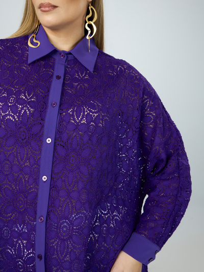 Нарядное платье из гипюра фиолет