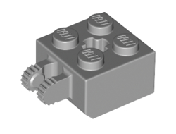 Hinge Brick 2 x 2 Locking with 2 Fingers Vertical and Cross Style Axle Hole, 7 Teeth, Light Bluish Gray (53029 / 6263494)