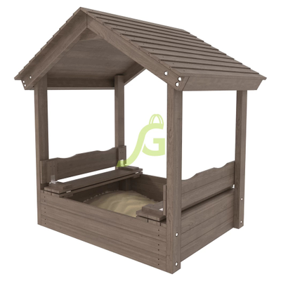 Детская игровая песочница с крышкой и деревянной крышей