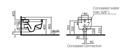 Подвесной унитаз Vitra Metropole, с функциями VitrAflush и VitrAfresh,  56 см (безободковый, с емкостью для чистящей жидкости с функцией биде и встроенным смесителем), 7672B003-1687