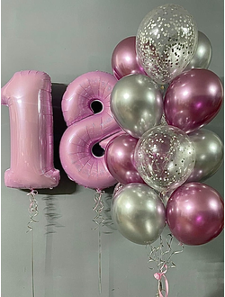 Набор шаров с гелием "Серебристо- розовый №2"