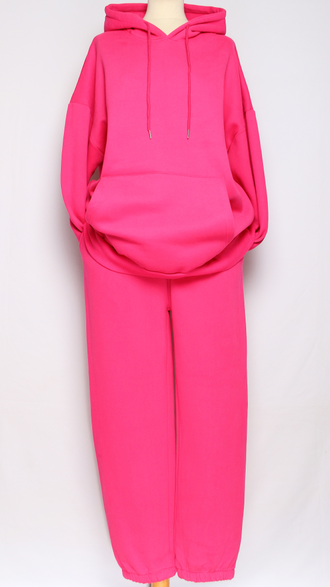 Костюм тройка: худи, брюки, жилет."Теплый с жилетом" фуксия р.50-54