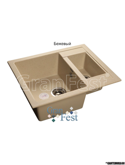 Мойка из искусственного камня GranFest QUADRO GF-Q610K с сифоном
