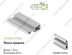 Рамка средняя Slim Line L=...мм. МАТОВЫЙ ХРОМ AV0590.VP540.SLMAN.CJ  ARISTO