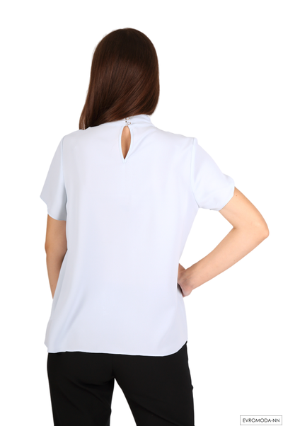 Блузка женская голубая с бантом 14X55K-037 Pretty One (р. 32 / 38 RU)