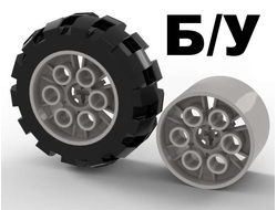 ! Б/У - Wheel 20 x 30 Technic with Black Tire 20 x 30 Solid Balloon 4266 / 2857, White (4266c01) - Б/У