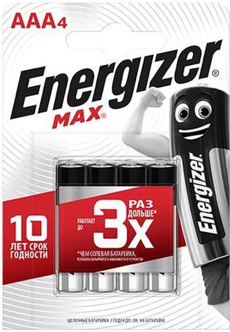 7638900411423  Элемент питания Energizer MAX AAA LR03/286 BL4 (4шт)