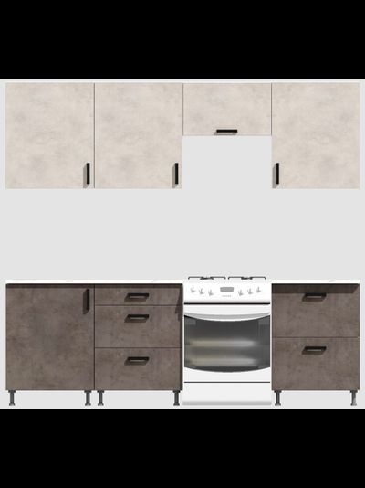 Кухня Эконом 1,8 метра (600х600х600) Цвет: Цемент светлый/Цемент темный