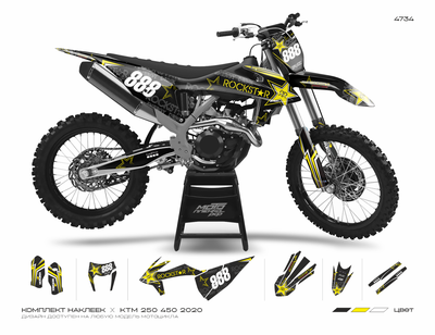 Наклейки на мотоцикл KTM 125-450 SX, SXF 2019-2022, EXC 2020-2023/GR8 ROCKSTAR #4734