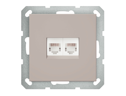1L242GRC Розетка компьютерная двойная RJ45, серый кашемир