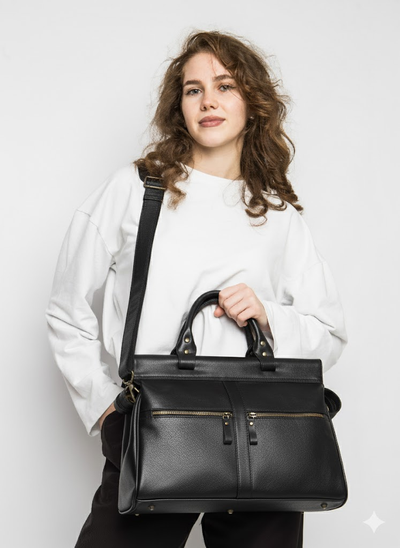 Кожаный саквояж Monvalle Premium black (арт. 4046-51)